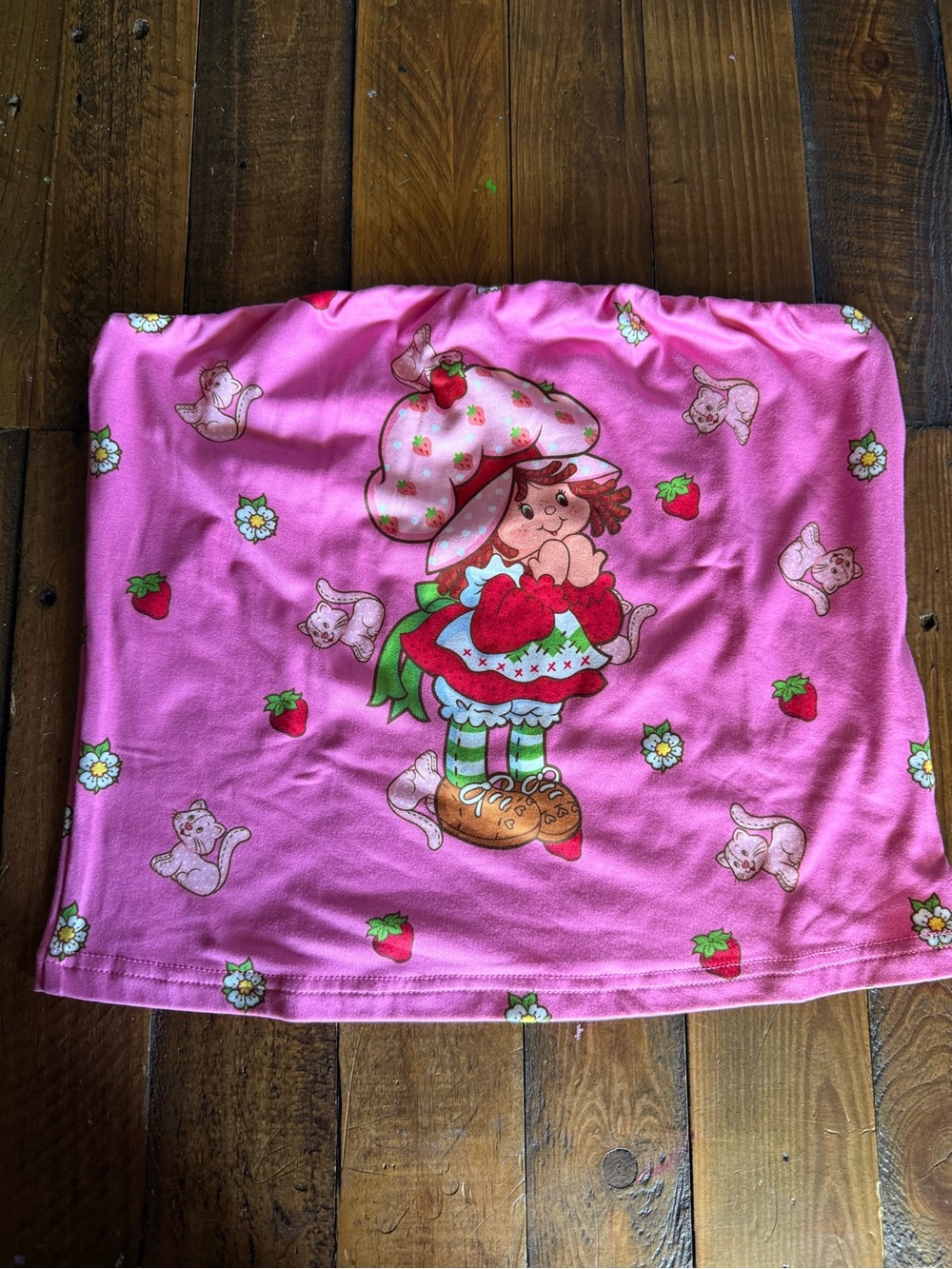 ADORABLE STRAWBERRY SHORTCAKE & CUSTARD strapless Tube Top NWOT L🍓